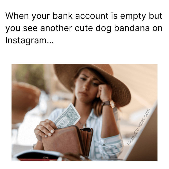 Woman pulling out money from her purse to buy a dog bandana