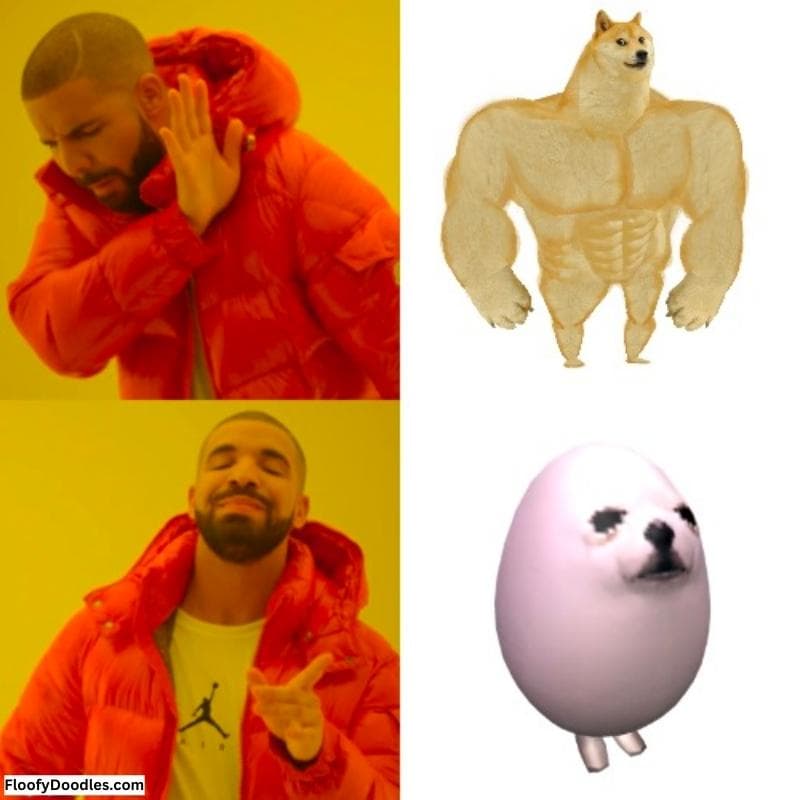 Drake meme with Eggdog instead of Big Doge.