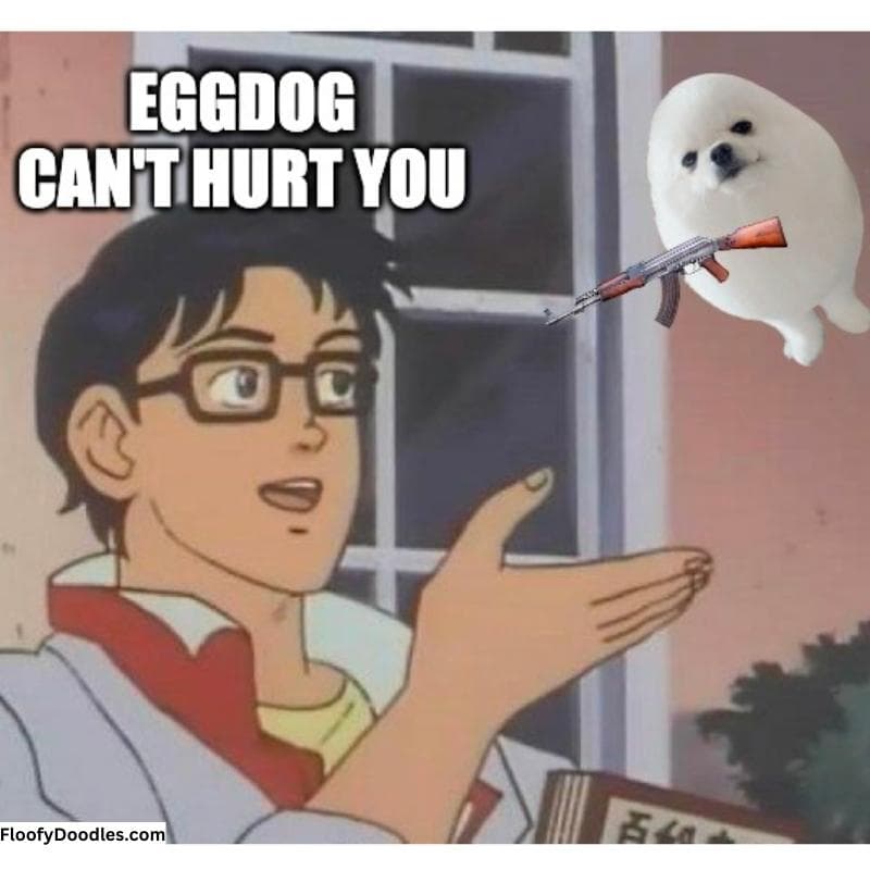 Eggdog can't hurt you meme.