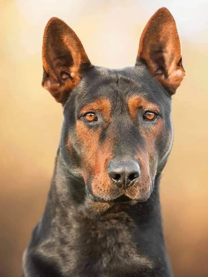 A portrait of a Laizhou Hong dog.