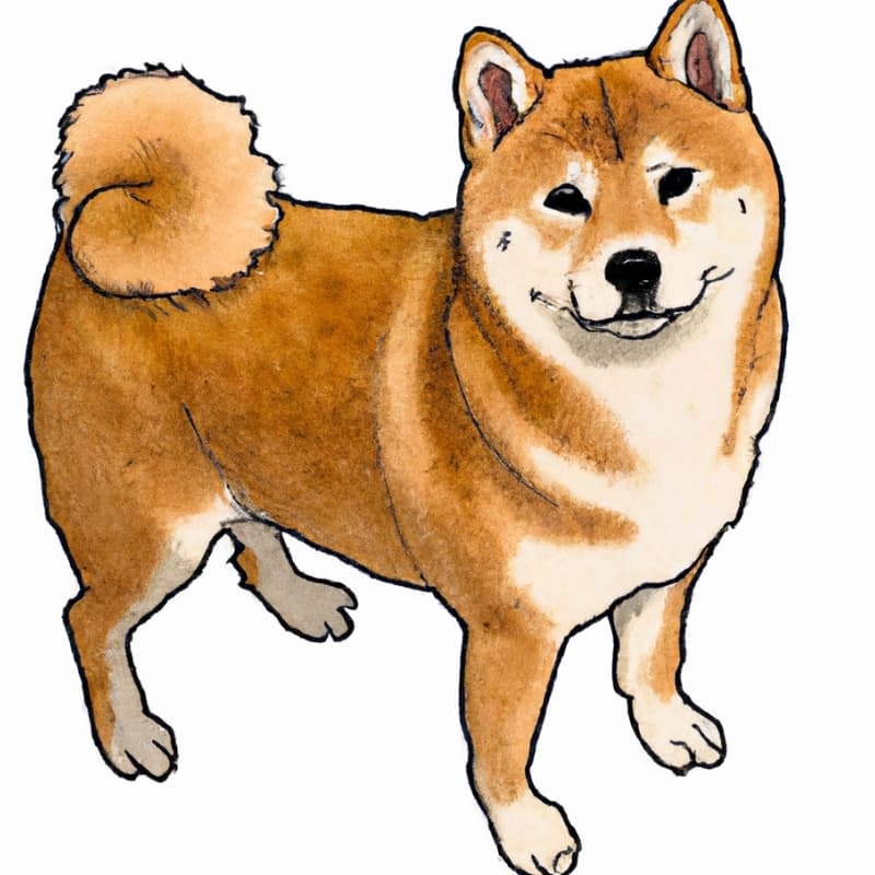 A drawing of a shiba inu dog.