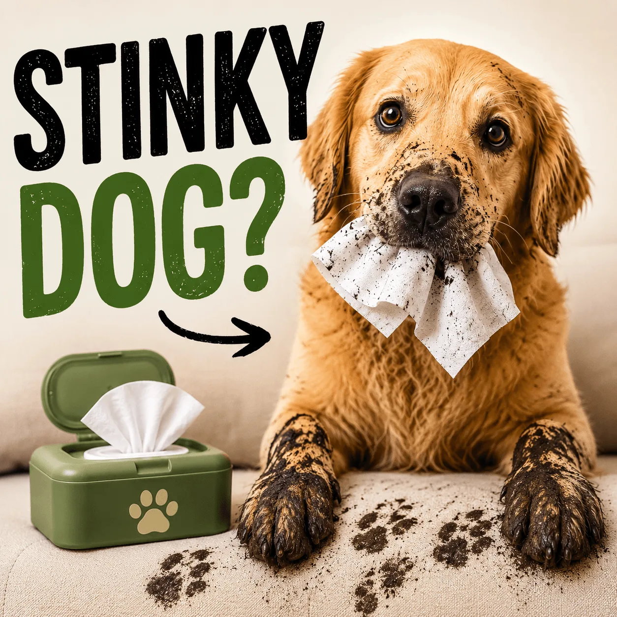 Funny muddy dog
